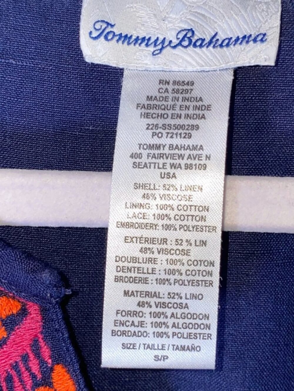 Tommy Bahama St. Lucia Dress S Tropical Embroidered Linen Blend Summer Vacation - Picture 9 of 9